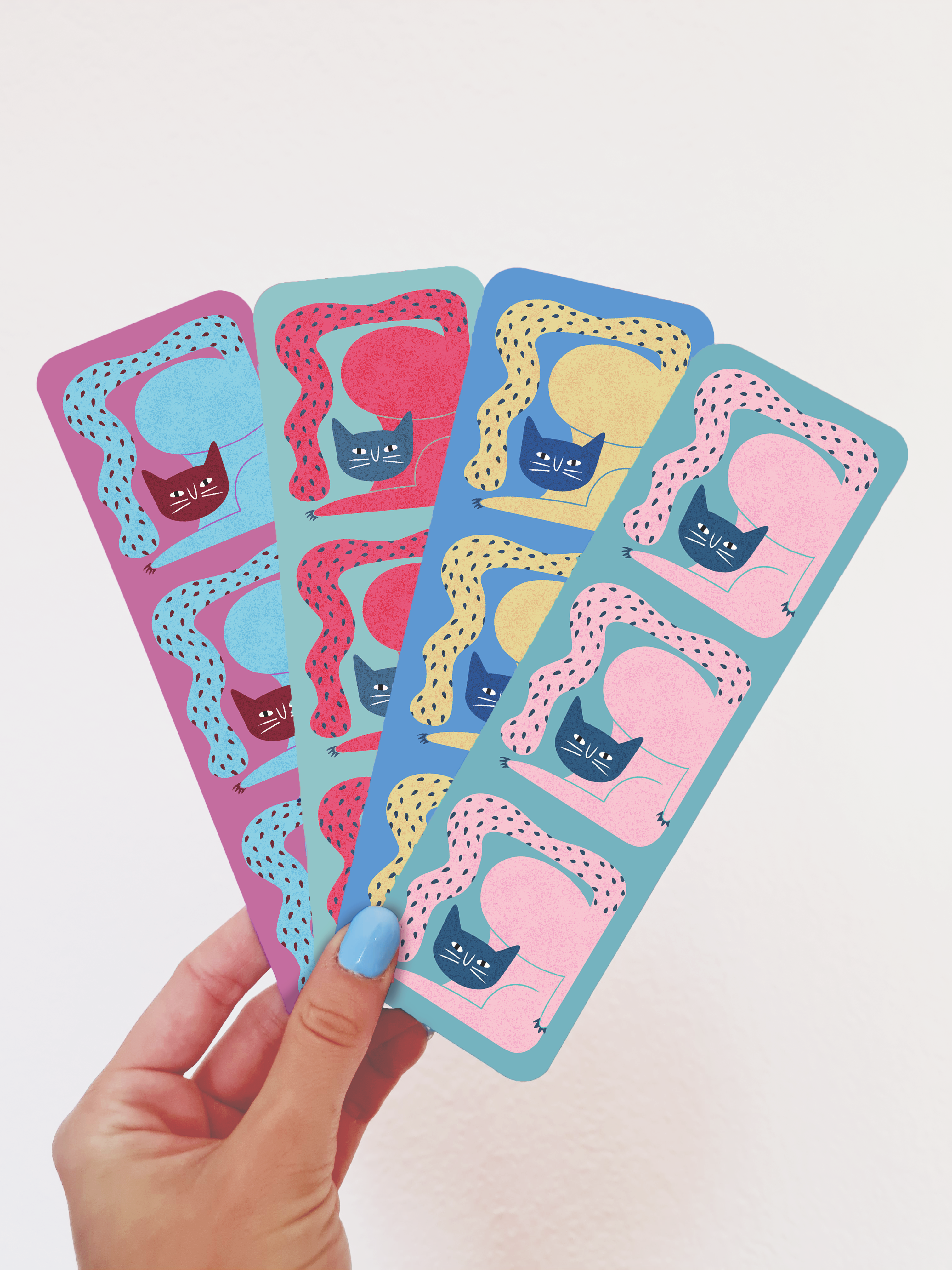 Colourful Cat Bookmarks - Set of 4
