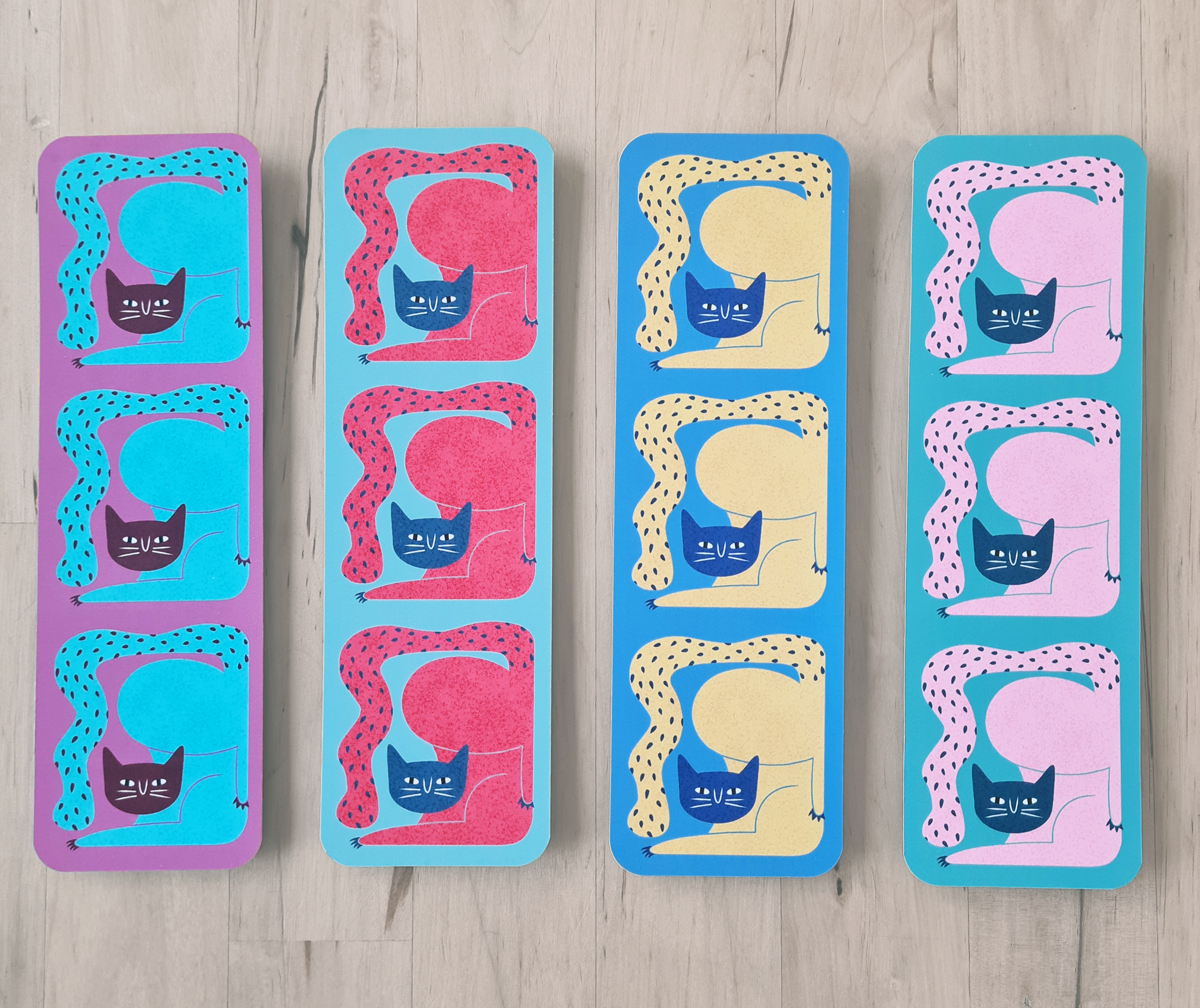 Colourful Cat Bookmarks - Set of 4